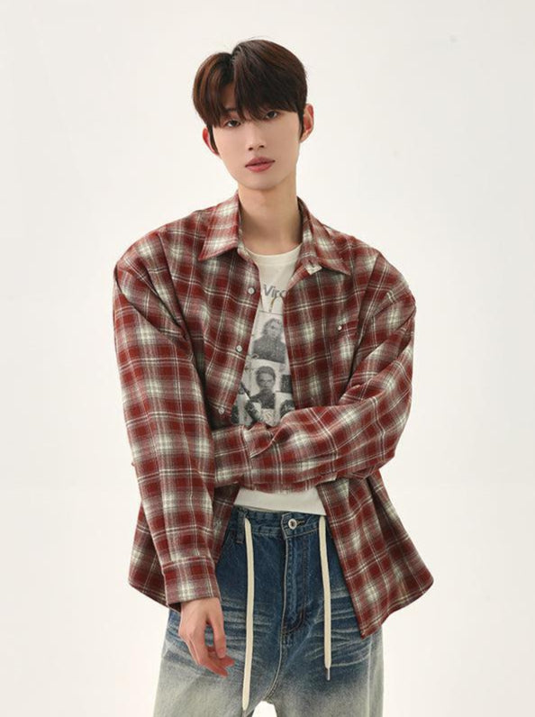 Cui Plaid Buttoned Casual Shirt-korean-fashion-Shirt-Cui's Closet-OH Garments