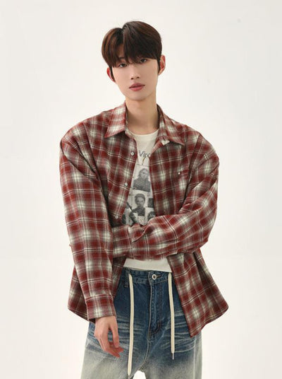 Cui Plaid Buttoned Casual Shirt-korean-fashion-Shirt-Cui's Closet-OH Garments