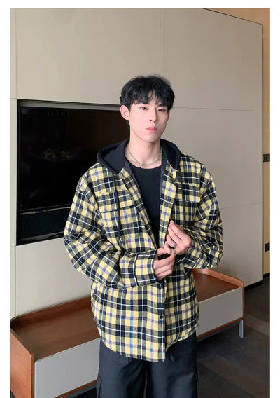 Cui Plaid Casual Hooded Shirt-korean-fashion-Shirt-Cui's Closet-OH Garments