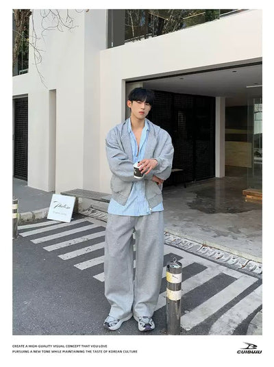 Cui Plain Color Drawcord Zip-Up Hoodie & Sweatpants Set-korean-fashion-Clothing Set-Cui's Closet-OH Garments