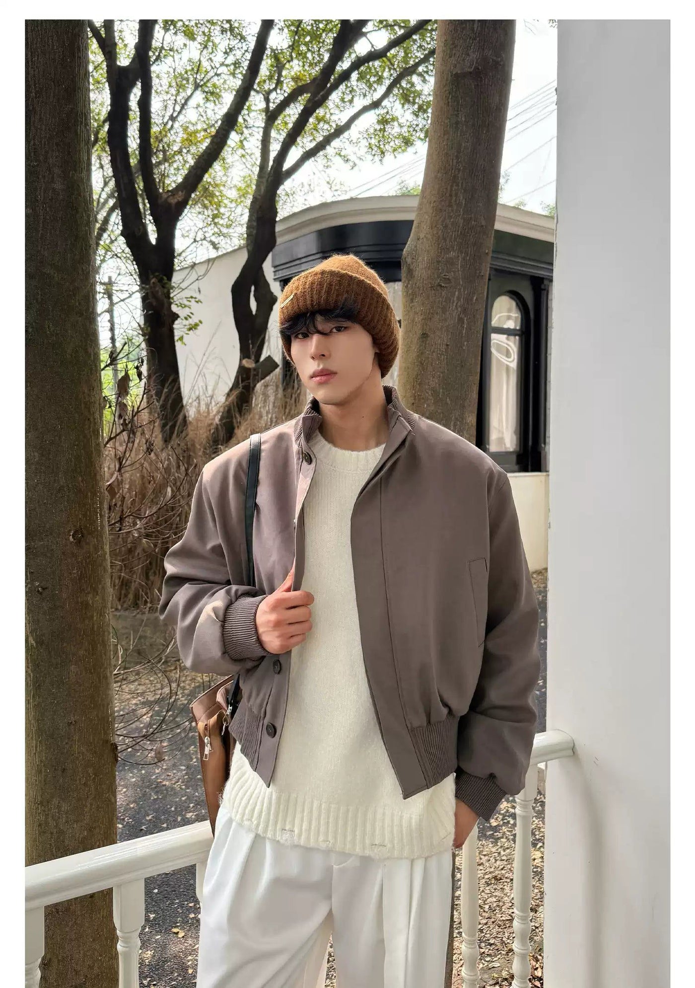 Cui Ribbed Hem Stand Collar Short Jacket-korean-fashion-Jacket-Cui's Closet-OH Garments