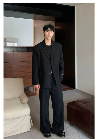 Cui Smart Casual Blazer & Tailored Trousers Set-korean-fashion-Clothing Set-Cui's Closet-OH Garments