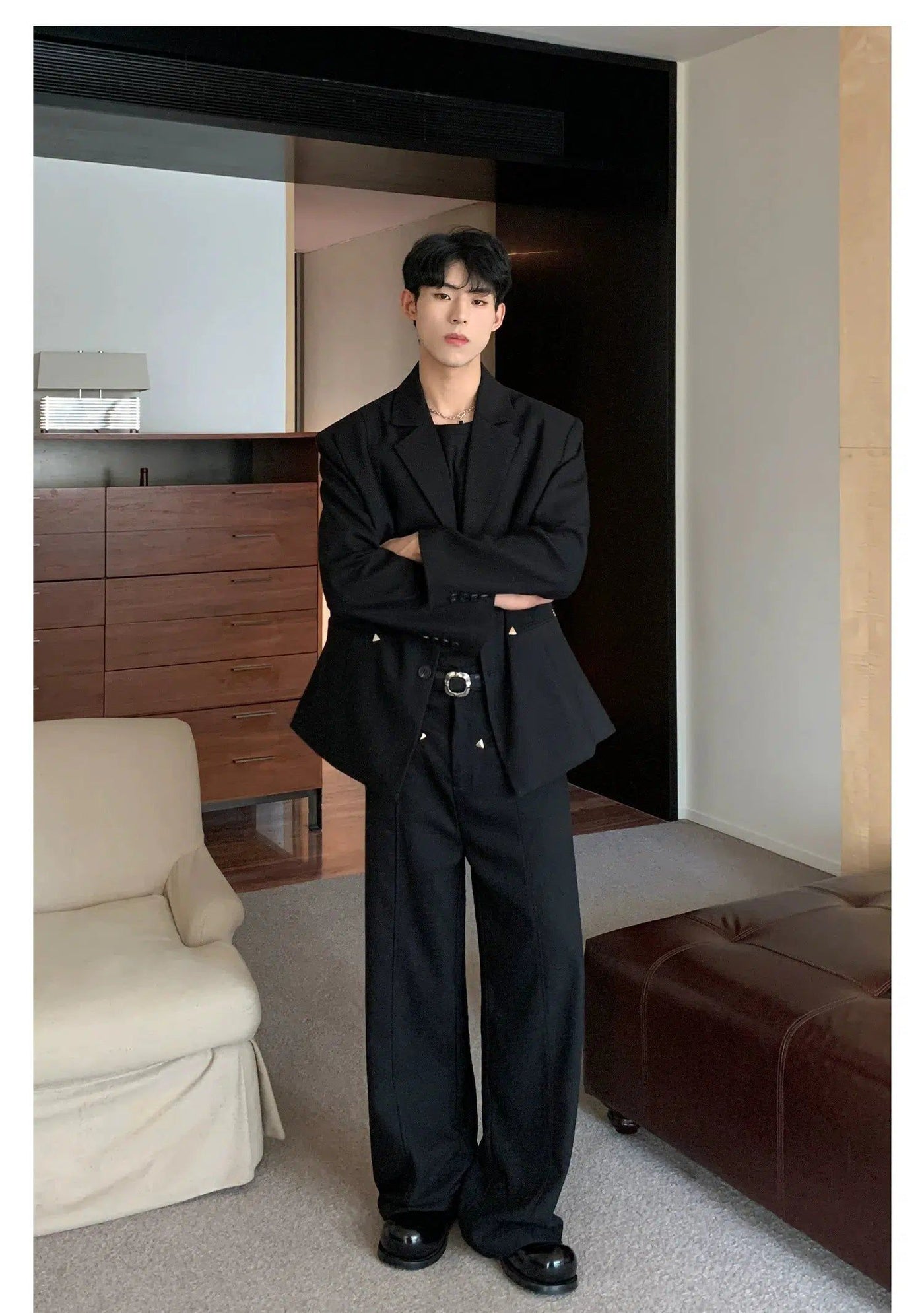 Cui Smart Casual Blazer & Tailored Trousers Set-korean-fashion-Clothing Set-Cui's Closet-OH Garments