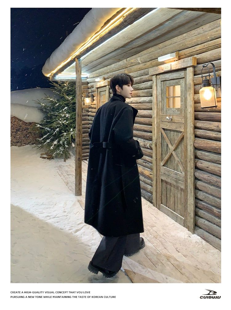 Cui Strapped Collar Button & Zipper Long Coat-korean-fashion-Long Coat-Cui's Closet-OH Garments