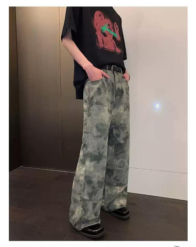 Cui Structured Camouflage Straight Pants & Shorts-korean-fashion-Pants-Cui's Closet-OH Garments
