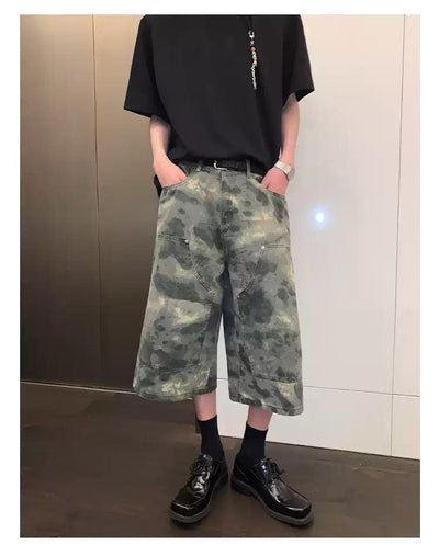 Cui Structured Camouflage Straight Pants & Shorts-korean-fashion-Pants-Cui's Closet-OH Garments