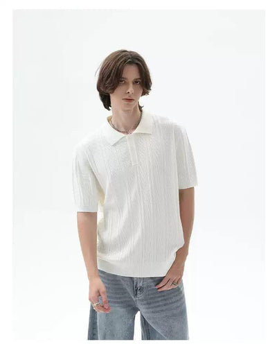 Cui Textured Rib Knit Polo-korean-fashion-Polo-Cui's Closet-OH Garments