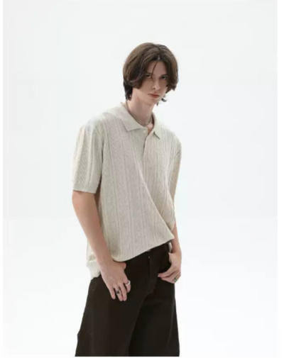 Cui Textured Rib Knit Polo-korean-fashion-Polo-Cui's Closet-OH Garments