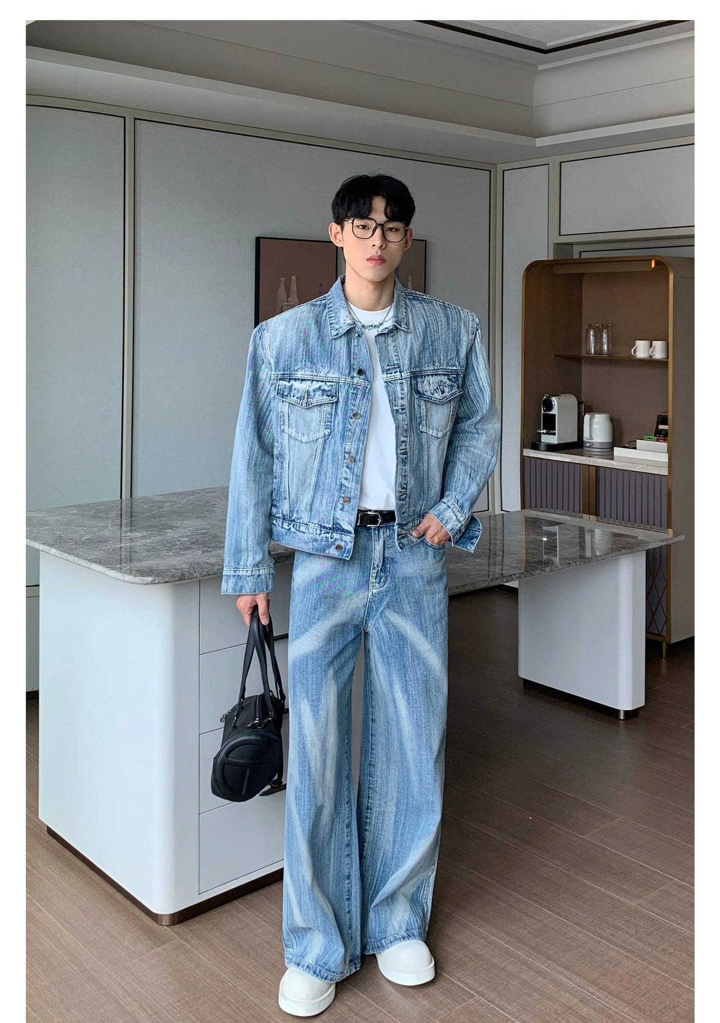 Cui Tie-Dyed Washed Denim Jacket & Jeans Set-korean-fashion-Clothing Set-Cui's Closet-OH Garments