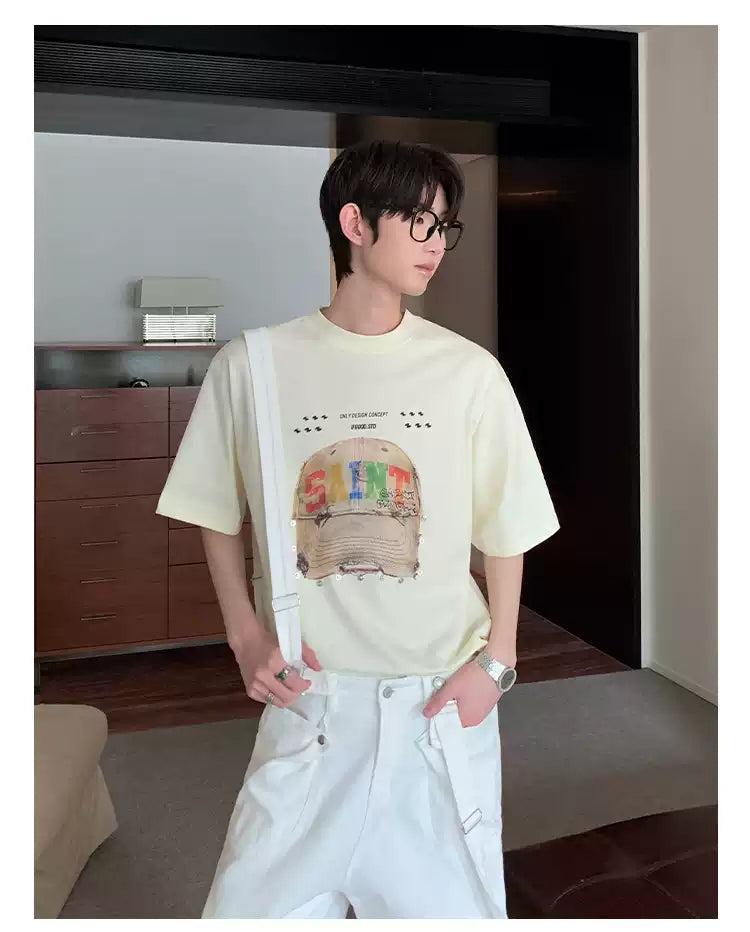 Cui Washed Graphic Print T-Shirt-korean-fashion-T-Shirt-Cui's Closet-OH Garments