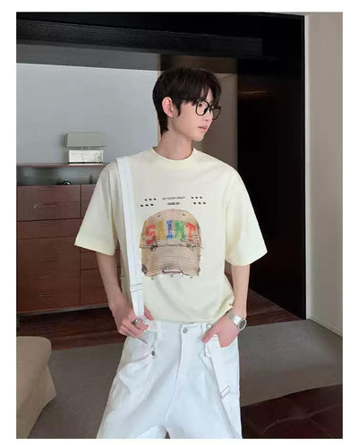 Cui Washed Graphic Print T-Shirt-korean-fashion-T-Shirt-Cui's Closet-OH Garments