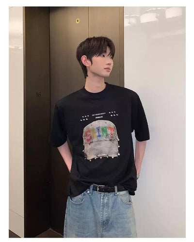 Cui Washed Graphic Print T-Shirt-korean-fashion-T-Shirt-Cui's Closet-OH Garments