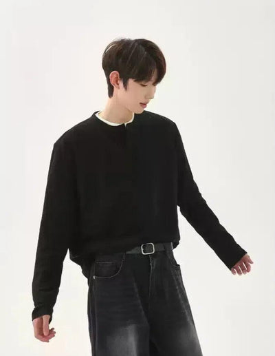 Cui Workwear Casual Henley Button T-Shirt-korean-fashion-T-Shirt-Cui's Closet-OH Garments