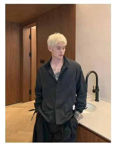 Cui Wrist Strap Buttoned Shirt-korean-fashion-Shirt-Cui's Closet-OH Garments