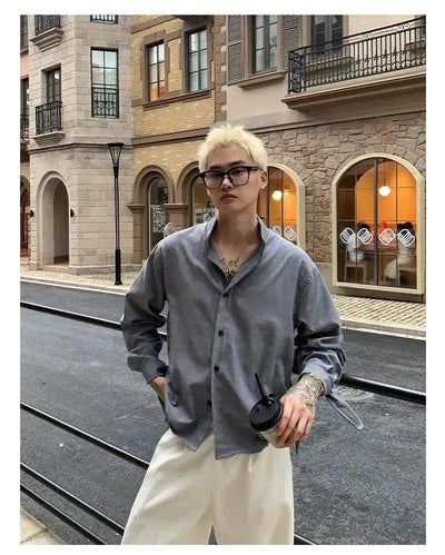 Cui Wrist Strap Buttoned Shirt-korean-fashion-Shirt-Cui's Closet-OH Garments