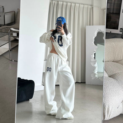 DQ Contrast Fold Waist Sports Sweatpants-korean-fashion-Pants-DQ's Closet-OH Garments