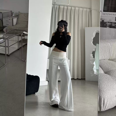 DQ Contrast Waist Wide Leg Pants-korean-fashion-Pants-DQ's Closet-OH Garments