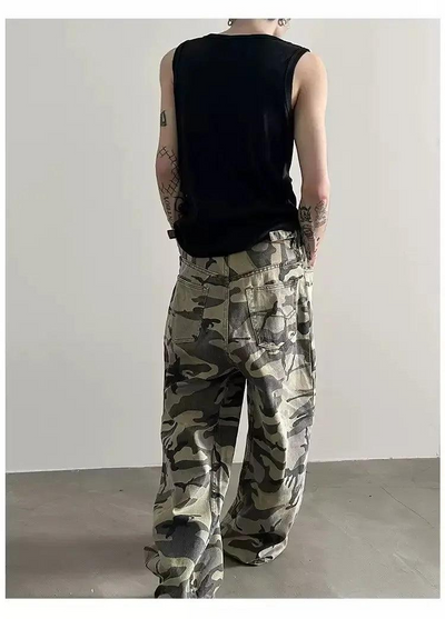 Gen Adjustable Waist Camo Cargo Pants-korean-fashion-Pants-Gen's Closet-OH Garments