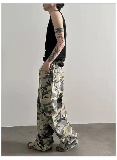 Gen Adjustable Waist Camo Cargo Pants-korean-fashion-Pants-Gen's Closet-OH Garments
