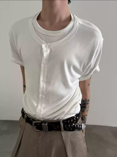 Gen Button-Down Layered T-Shirt-korean-fashion-T-Shirt-Gen's Closet-OH Garments
