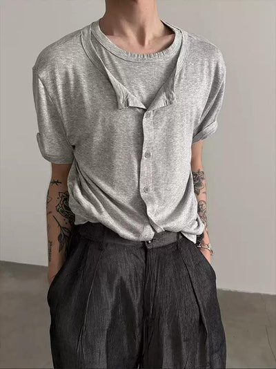 Gen Button-Down Layered T-Shirt-korean-fashion-T-Shirt-Gen's Closet-OH Garments