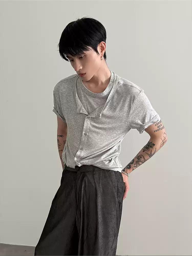 Gen Button-Down Layered T-Shirt-korean-fashion-T-Shirt-Gen's Closet-OH Garments