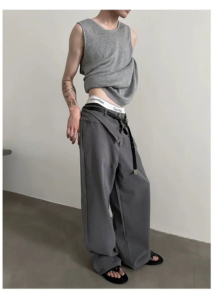 Gen Casual Double-Waist Trousers-korean-fashion-Trousers-Gen's Closet-OH Garments