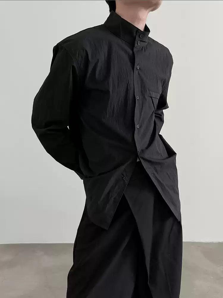Gen Chic Stand Collar Shirt-korean-fashion-Shirt-Gen's Closet-OH Garments