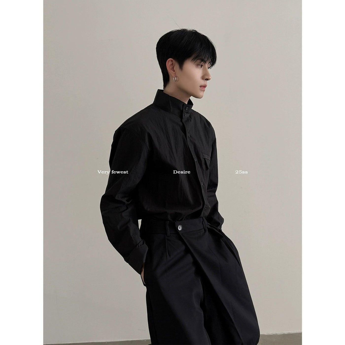 Gen Chic Stand Collar Shirt-korean-fashion-Shirt-Gen's Closet-OH Garments