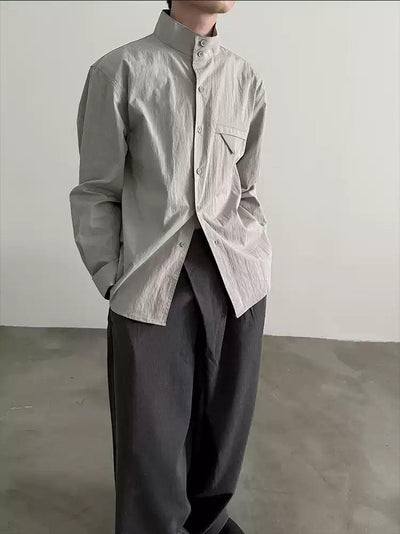 Gen Chic Stand Collar Shirt-korean-fashion-Shirt-Gen's Closet-OH Garments