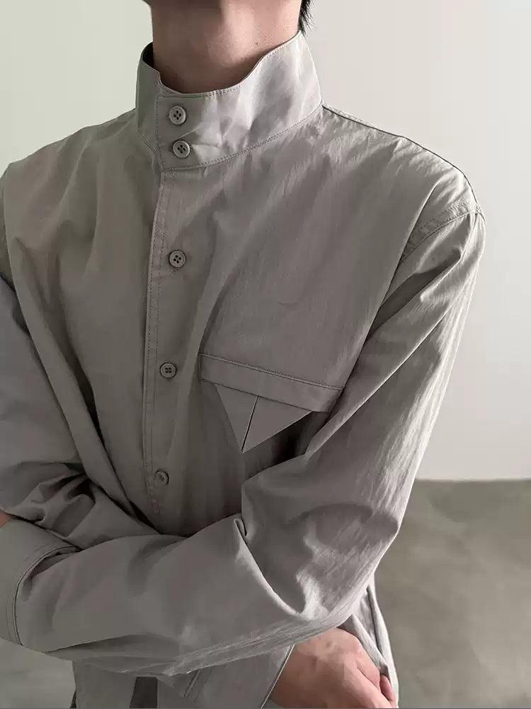 Gen Chic Stand Collar Shirt-korean-fashion-Shirt-Gen's Closet-OH Garments