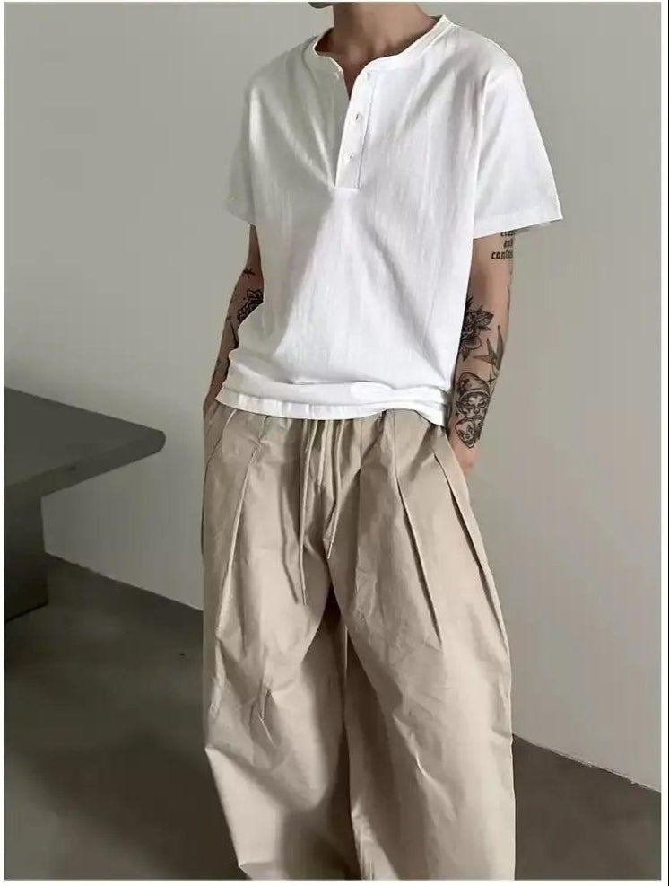 Gen Drawstring Pleated Loose Pants-korean-fashion-Pants-Gen's Closet-OH Garments