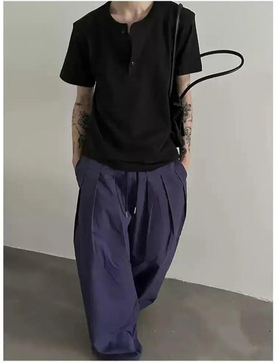 Gen Drawstring Pleated Loose Pants-korean-fashion-Pants-Gen's Closet-OH Garments