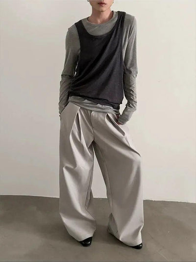 Gen Layered Vest L/S T-Shirt-korean-fashion-T-Shirt-Gen's Closet-OH Garments
