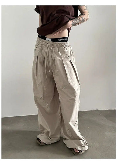 Gen Multi-Pleats Drawcords Pants-korean-fashion-Pants-Gen's Closet-OH Garments