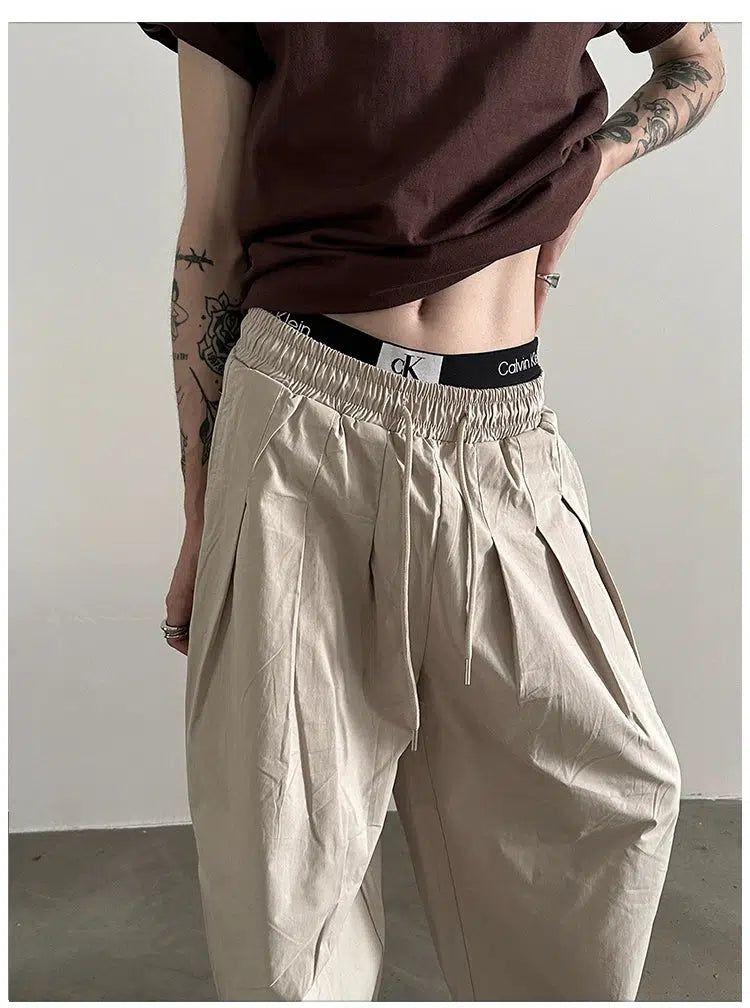 Gen Multi-Pleats Drawcords Pants-korean-fashion-Pants-Gen's Closet-OH Garments