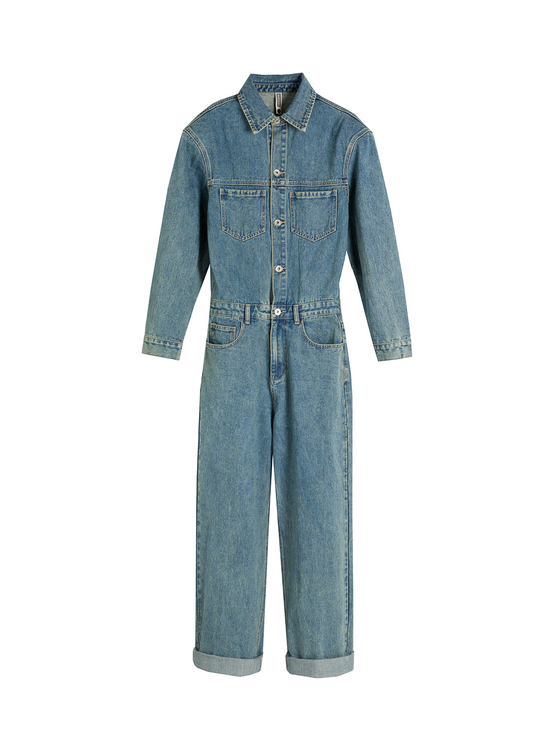 Gen Short Sleeve Denim Jumpsuit-korean-fashion-Jumpsuit-Gen's Closet-OH Garments