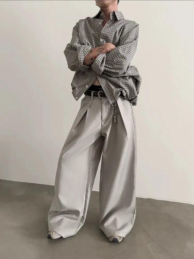 Gen Side Folded Wide Pants-korean-fashion-Pants-Gen's Closet-OH Garments