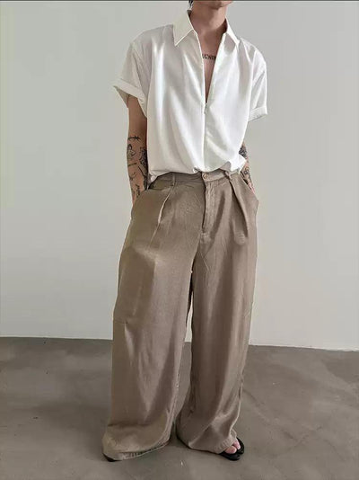 Gen Sleek Drape Loose Trousers-korean-fashion-Trousers-Gen's Closet-OH Garments