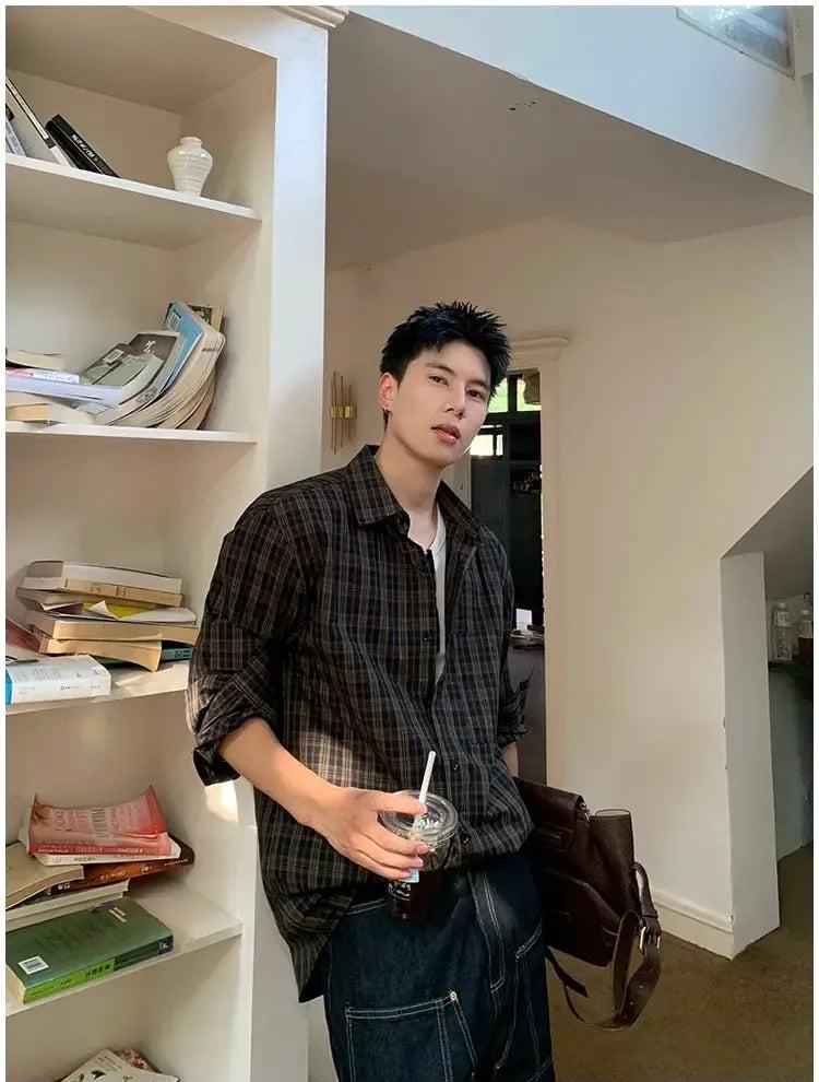 Holo Buttoned Plaid L/S Shirt-korean-fashion-Shirt-Holo's Closet-OH Garments