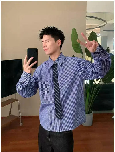 Holo Casual Fine Checkered Shirt-korean-fashion-Shirt-Holo's Closet-OH Garments