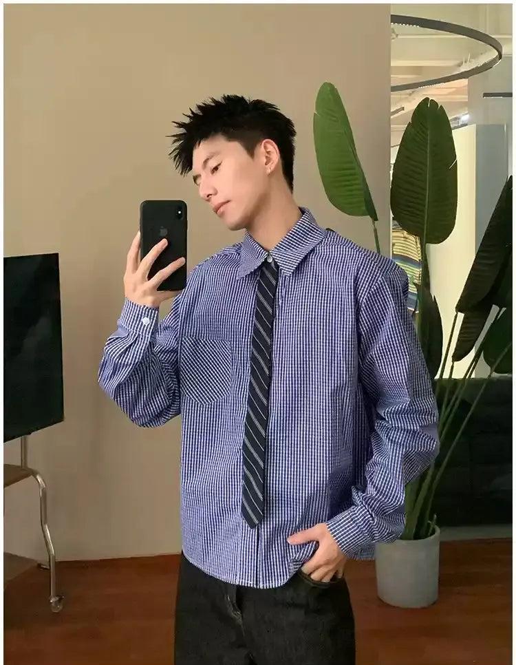 Holo Casual Fine Checkered Shirt-korean-fashion-Shirt-Holo's Closet-OH Garments
