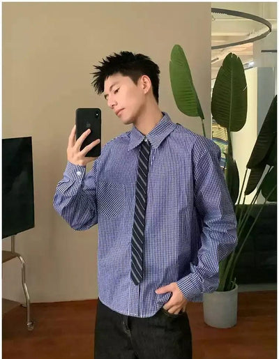Holo Casual Fine Checkered Shirt-korean-fashion-Shirt-Holo's Closet-OH Garments