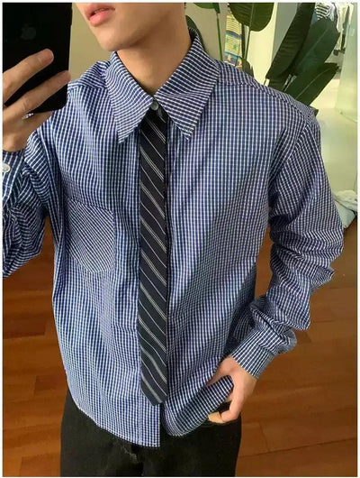 Holo Casual Fine Checkered Shirt-korean-fashion-Shirt-Holo's Closet-OH Garments