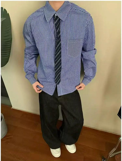 Holo Casual Fine Checkered Shirt-korean-fashion-Shirt-Holo's Closet-OH Garments