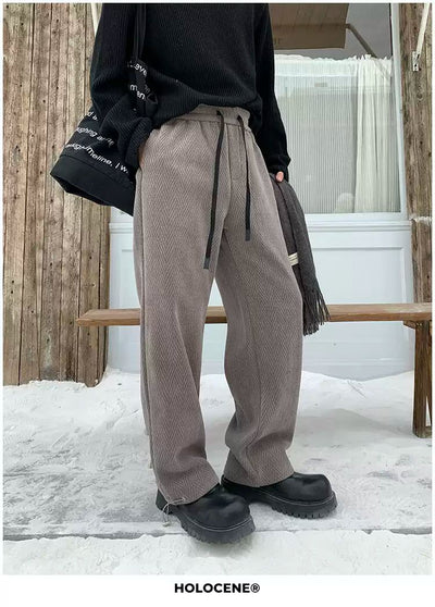 Holo Drawcord Textured Pants-korean-fashion-Pants-Holo's Closet-OH Garments