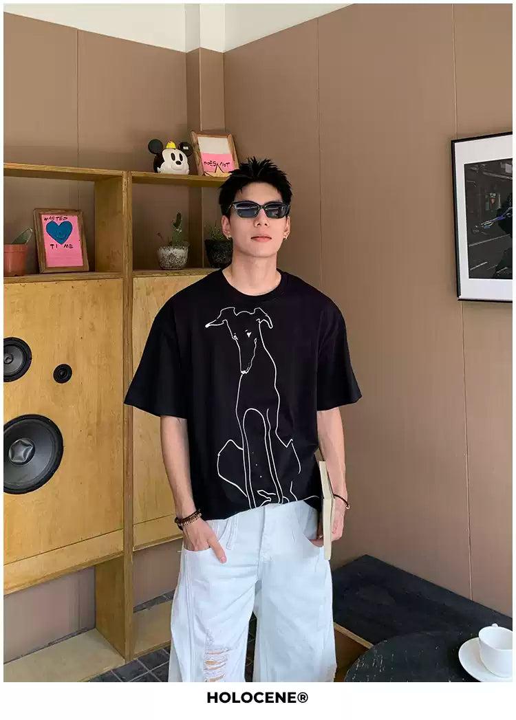 Holo Drawing Print T-Shirt-korean-fashion-T-Shirt-Holo's Closet-OH Garments