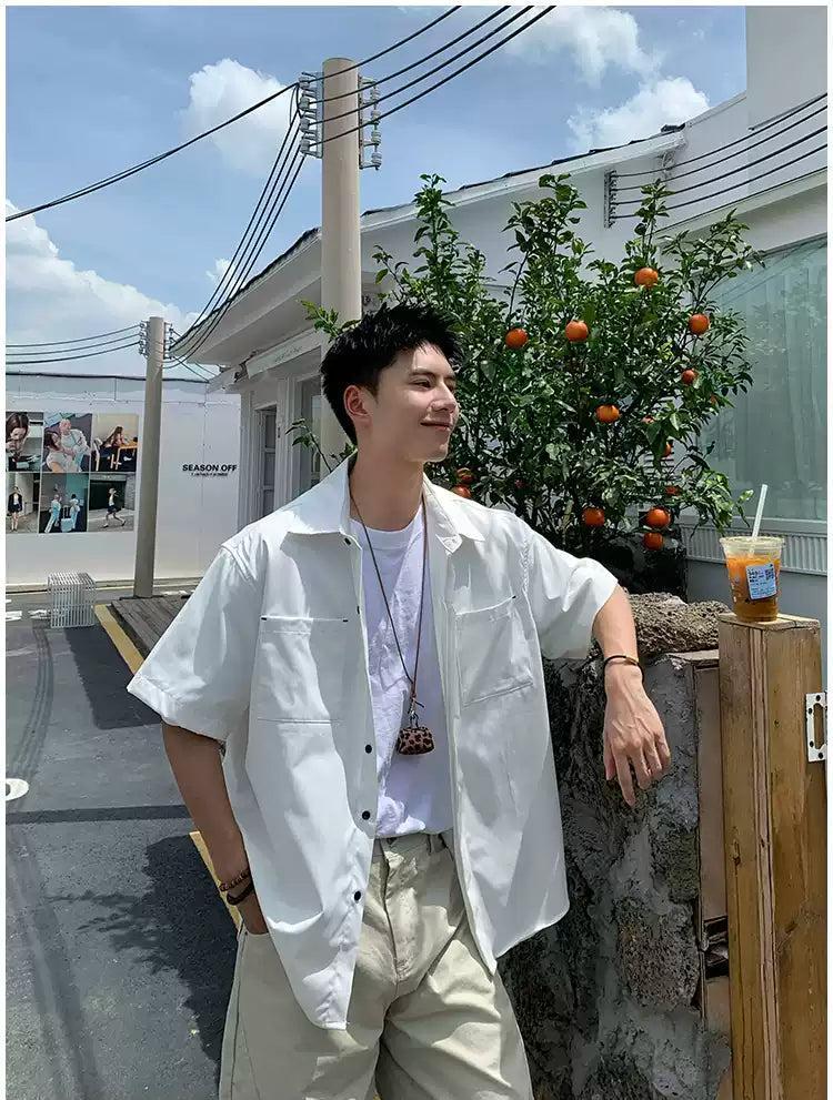 Holo Front Pocket Hidden Buttoned Shirt-korean-fashion-Shirt-Holo's Closet-OH Garments