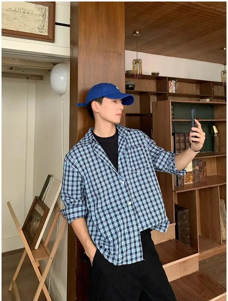 Holo Front Pocket Plaid Shirt-korean-fashion-Shirt-Holo's Closet-OH Garments