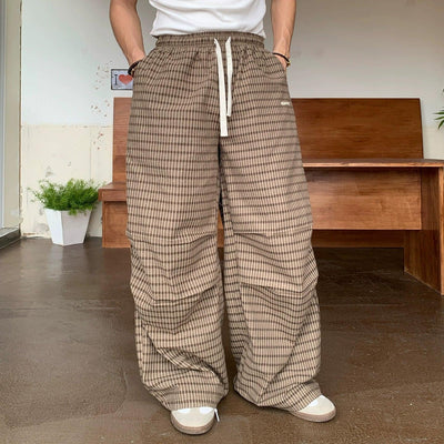Holo Gartered Drawstring Checkered Pants-korean-fashion-Pants-Holo's Closet-OH Garments